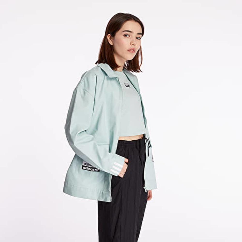 Adidas Green Tint Zip Up Collared Jacket Utility Pockets Streetwear Mint